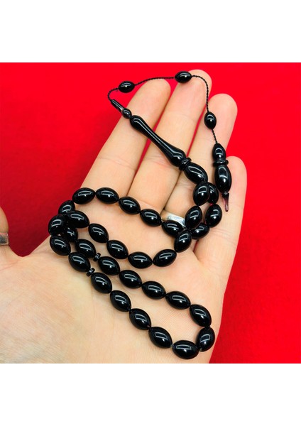 Usta Işçilikli Siyah Sıkma Ateş Kehribar Tesbih modelleri
