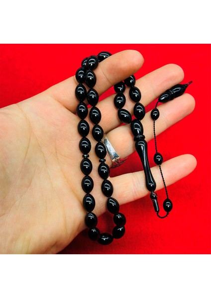 Usta Işçilikli Siyah Sıkma Ateş Kehribar Tesbih fırsatları