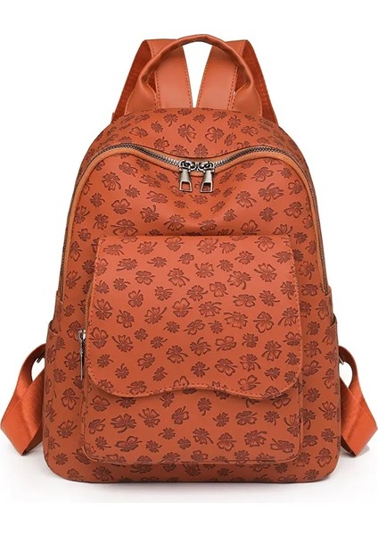 Moda Markası Küçük Arka Paket Kadın Yeni Yumuşak Pu Deri Sırt Çantası Büyük Kapasite Kızlar Için Düz Renk Okul Çantaları Renk: Turuncu-2 (Yurt Dışından)