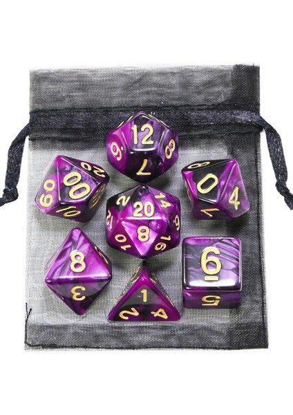 Zar Dnd Oyunu Zar Rolü Zar Karıştırma Renkleri Çanta ile Dice Set 9 Farklı Stil Taşınabilir Oyuncaklar Için Mevcut Dnd Rpg Trpg Oyunlar Renk: Mor Siyah (Yurt Dışından)