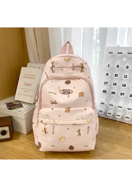 Moda Sevimli Öğrenci Okul Çantası Gündelik Büyük Kapasite Su Geçirmez Backpack Kadın Kitap Çanta Kız Renk: Pembe (Büyük) (Yurt Dışından)