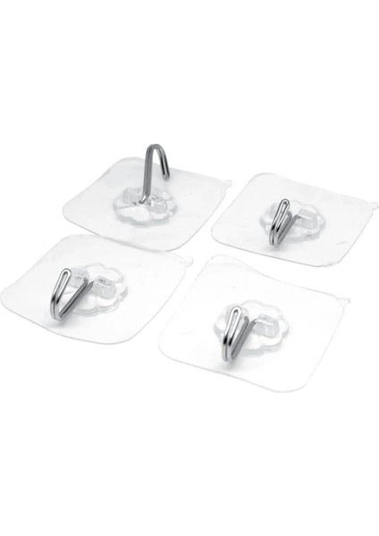 Nano Yeni Nesil Yapışkanlı Banyo Lavabo Mutfak Askısı Şeffaf Plastik Asma Iz Bırakmaz 4 Adetli Set M modelleri