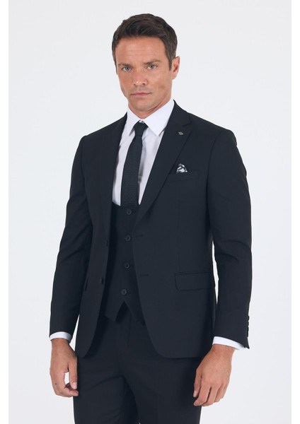 Siyah Düz Bez Ayağı Mono Yaka 2 Düğme 6 Drop Slim Fit Basic Takım Elbise 1001250186_001 fiyatları