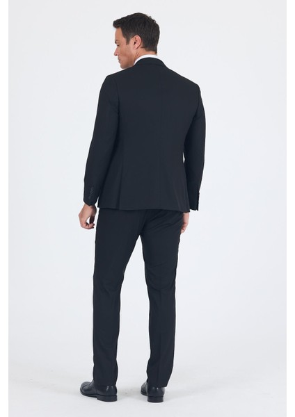 Siyah Düz Bez Ayağı Mono Yaka 2 Düğme 6 Drop Slim Fit Basic Takım Elbise 1001250186_001 indirimleri