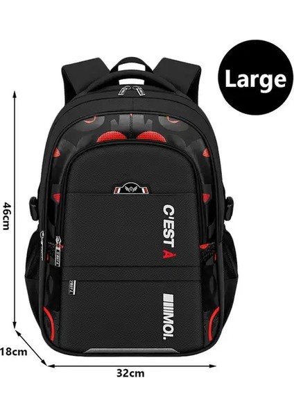 Backpack Okul Çantası Back Pack Çocuklar Için Çocuk Çocuk Çocuk Genç Okul Çantası Erkek Erkekler Birincil Kitap Çantası Bagpack Kitap Portföyü Genç Renk: Siyah Kırmızı L (Yurt Dışından)