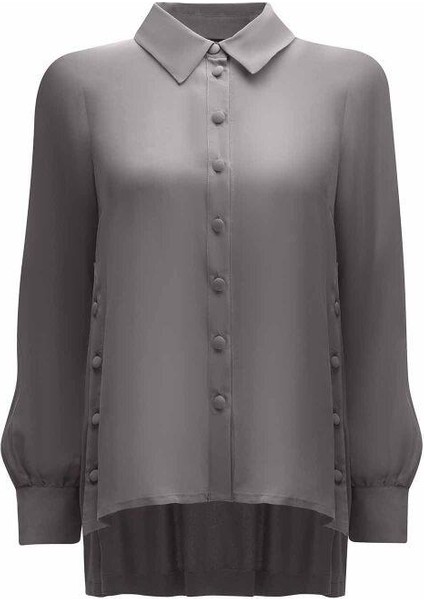 Düğme Detaylı Cupro Gömlek