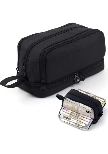 Büyük Kapasiteli Kırtasiye Kılıfı, Dalı Oxford Bez Kalem Kılıfı, Okul, Ofis ve Üniversite Malzemeleri Için Taşınabilir Organizatör Renk: Siyah (Yurt Dışından)