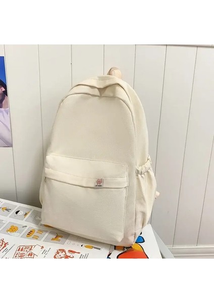 Yeni Kadın Sırt Çantası Kadın Seyahat Çantası Okul Çantası Düz Renkli Kitap Çantası Mochila Kitap Çantası Renk: Beyaz Yok Kolye (Yurt Dışından)