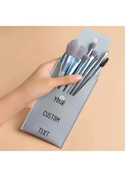 Özelleştirilmiş Kişiselleştirilmiş 8 Parça Makyaj Fırçası Seti Taşınabilir Makyaj Depolama Çantası Kapatıcı Vakfı Fırçası Dalı Boyut: 13.5x8.5 Cm/renk: Mavi (Yurt Dışından)