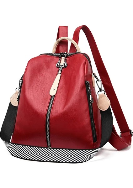 Moda Sırt Çantası Kadınlar Yumuşak Deri Sırt Çantası Dişi Beyaz Seyahat Paketi Kızlar Için Okul Sırt Çantaları Sac A Dos Sıcak Renk: Kırmızı/boyut: 14 Inç (Yurt Dışından)