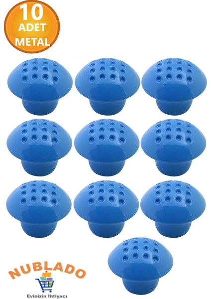 Mobilya Mutfak Çekmece Dolap Dolabı Kapak Kulbu Kulpu Kulpları Mavi Delik Mantar Düğme Metal 10 Adet