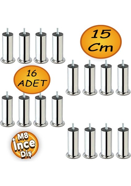 Bro Mobilya Kanepe Koltuk Baza Yükseltme Yükseltici M8 Civatalı Destek Ayağı Ayakları Kahve 15CM