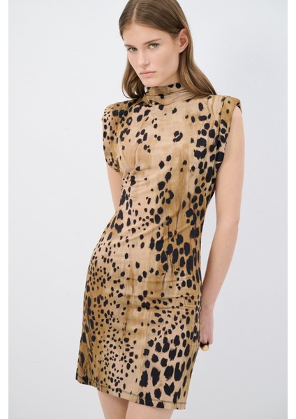 Leopar Desenli Örme Elbise Leopar Desenli 12445286000