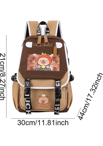 Kawaii Capya Bilgisayar Backpack College School Casual Daypack Gençler Çanta Büyük Kapasiteli Hediyeler Için Ayarlanabilir Kayış Okul Çantası Renk: Kahverengi 03 (Yurt Dışından)