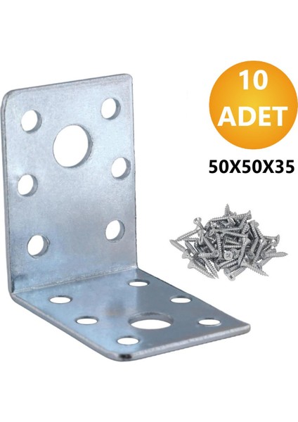 L Demiri Mobilya Eşya Dolap Duvara Sabitleme Köşebent Bağlantı Aparatı Gönye 50X50X35 mm 10 Adet