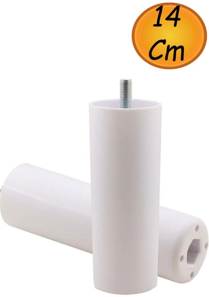 Mobilya Kanepe Koltuk Baza Yükseltme Yükseltici M8 Civatalı Incediş Destek Ayağı Ayakları Beyaz 14CM