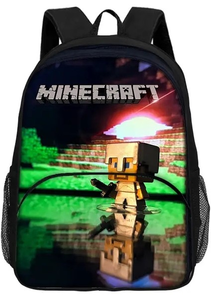 Anime M-My W-Worlds Backpack 3D Okul Çanta Setleri Genç Erkek Kızlar M-Mines Karikatür Çocuk Okul Çantaları Çocuk Mochilas Renk: Yeşil (Yurt Dışından)