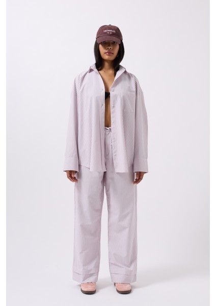 Çizgili Cep Detay Pembe Gömlek fiyatları