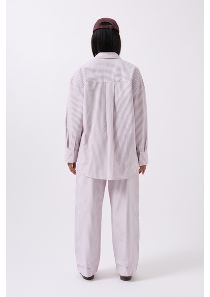 Çizgili Cep Detay Pembe Gömlek indirimleri