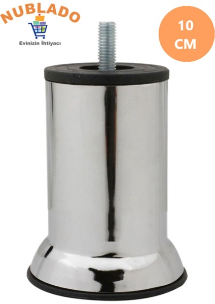 Dolap Mobilya Metal Kanepe Baza Koltuk Çekyat Destek Ayağı Ayakları M8CIVATA Krom Metal 10CM