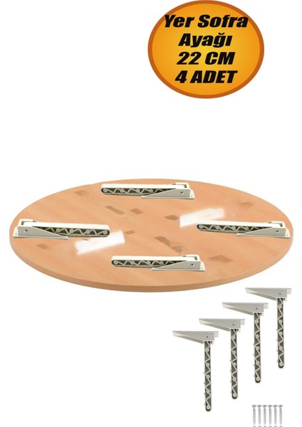 Yer Sofra Sofrası Ayağı Plastik Katlanır Yer Sofrası Sini Altı 22 cm Beyaz (4 Adet).