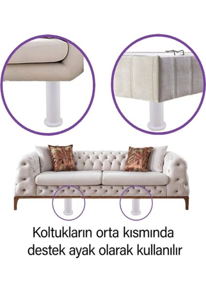 Modül Ayarlanabilir Destek Ayağı 15 x 23 cm Beyaz Ayak Mobilya Kanepe Baza Koltuk Ünite Ayakları