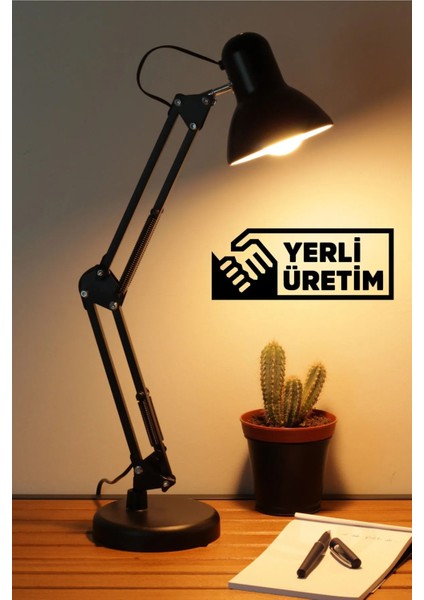 Masa Lambası Akrobat Yaylı Metal 360° Açılı Ayarlanabilir Hareketli Çalışma Masası Lambası Beyaz
