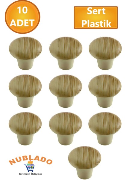 Mobilya Mutfa Çekmece Dolap Dolabı Kapak Kulbu Kulpu Kulplar Kayın Mantar Düğme Sert Plastik 10 Adet