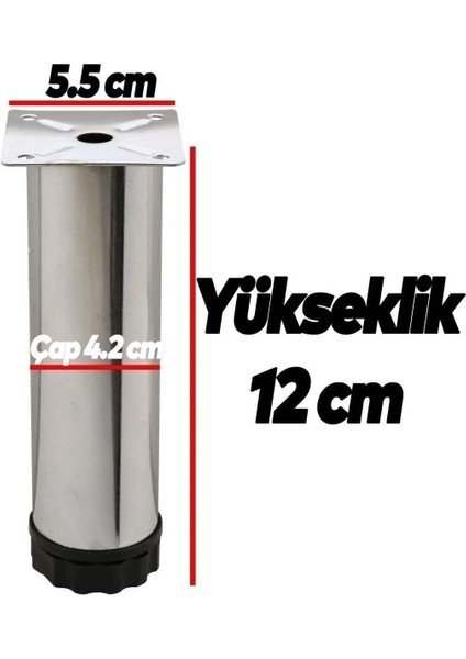 Metal 12 cm Krom Ayarlanabilir Mobilya Kanepe Koltuk Baza Yükseltici Destek Ayağı Ayakları fırsatları