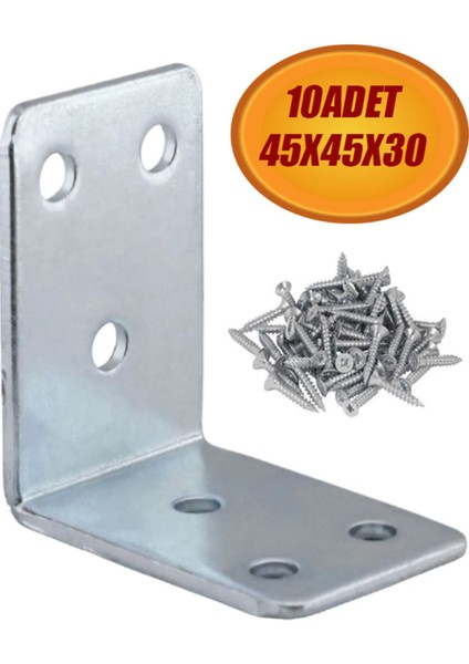 Mobilya Eşya Dolap Duvara Sabitleme Köşebent Bağlantı Aparatı L Demiri Gönye 45X45X30 mm 10 Adet