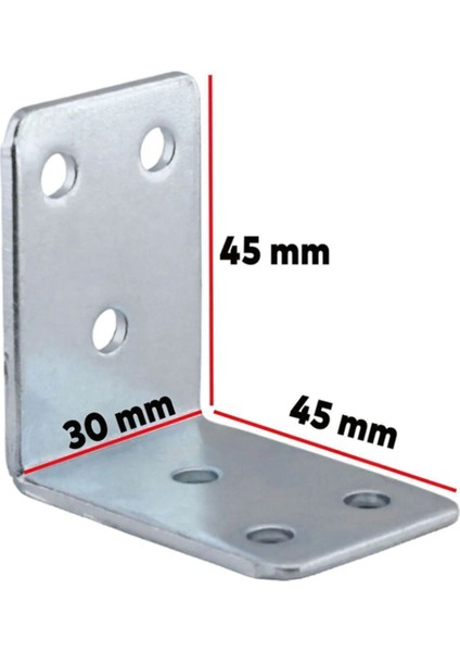 Mobilya Eşya Dolap Duvara Sabitleme Köşebent Bağlantı Aparatı L Demiri Gönye 45X45X30 mm 10 Adet fiyatları
