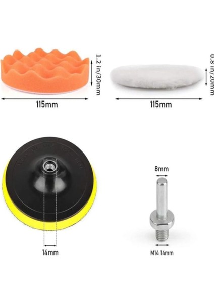 Pasta Cila Yün Polisaj Süngeri Pedi Seti 115 mm Oto Parlatma Parlatıcı Çizik Giderici 12 Parça fiyatları
