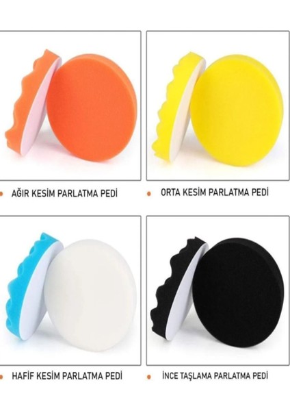 Pasta Cila Yün Polisaj Süngeri Pedi Seti 115 mm Oto Parlatma Parlatıcı Çizik Giderici 12 Parça modelleri