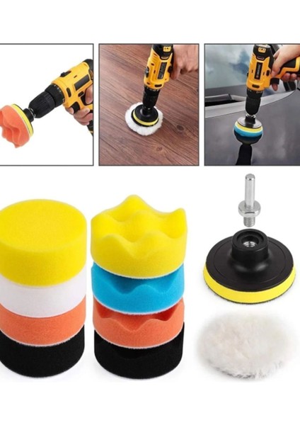 Pasta Cila Yün Polisaj Süngeri Pedi Seti 115 mm Oto Parlatma Parlatıcı Çizik Giderici 12 Parça fırsatları
