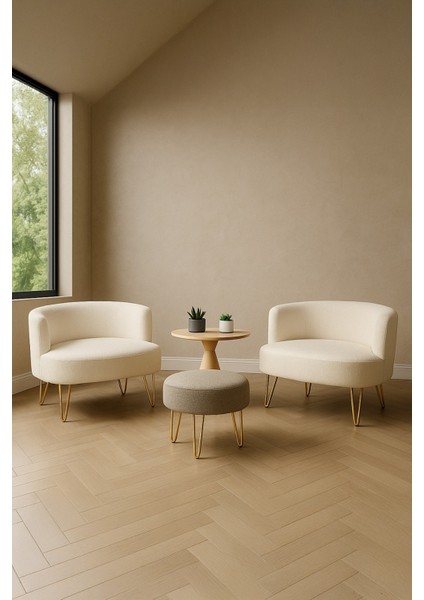 Elegance 2'li Çay Seti Berjer ve Puf Takımı
