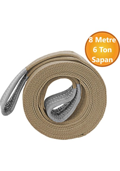 Vinç Sapan Polyester Spanzet 6 Ton 8 Metre Kahve Sağlam Yük Kaldırma Taşıma Indirme Caraskal Halat
