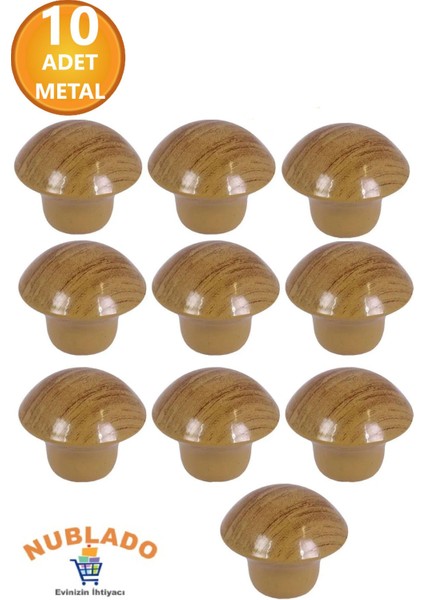 Mobilya Mutfak Çekmece Dolap Dolabı Kapak Kulbu Kulpu Kulpları Kayın Mantar Düğme Metal 10 Adet