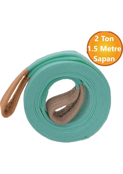 Vinç Sapan Polyester Spanzet 2 Ton 1.5 Metre Turkuaz Sağlam Yük Kaldırma Taşıma Indirme Halat