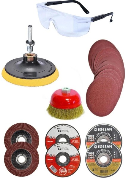 Spiral Taşlama Cırt Zımpara Metal Kesme Diski Tel Fırça Seti 22 Parça Nt.