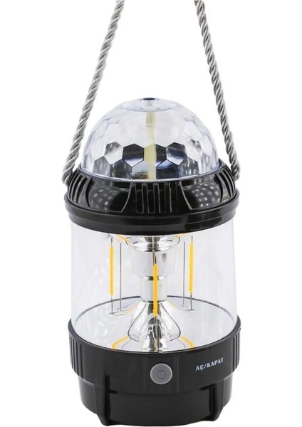 Dekoratif Disko Döner Toplu Kamp Lamba LED Sarı Işıklı El Feneri Şarjlı Pilli Işıldak Portatif 20 W. indirimleri