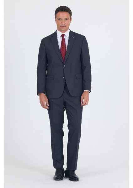 Koyu Antrasit Mono Yaka Bez Ayağı Tam Astar Pamuklu 4 Drop Comfort Fit Classic Takım Elbise 1001250178