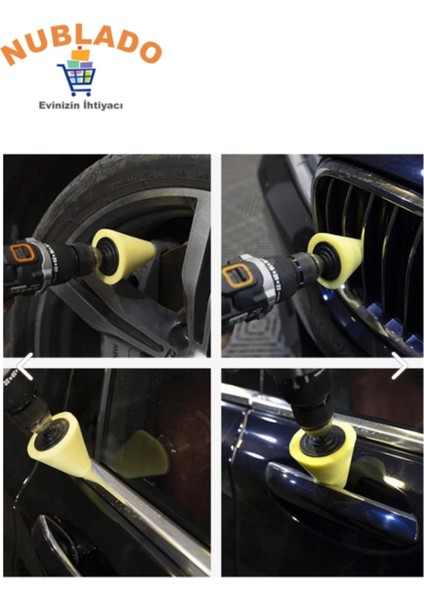 Oto Araç Araba Pasta Cila Konik Parlatma Polisaj Süngeri Aparatı Matkap Ucu Temizlik Seti (3 Parça) modelleri