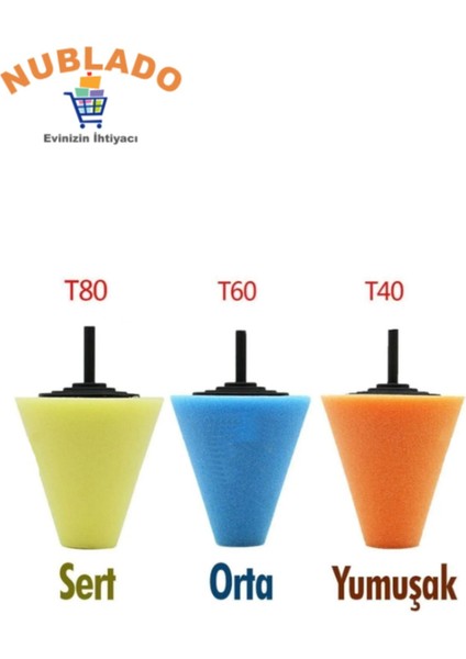 Oto Araç Araba Pasta Cila Konik Parlatma Polisaj Süngeri Aparatı Matkap Ucu Temizlik Seti (3 Parça) fırsatları