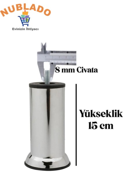 Mobilya Kanepe Baza Yatak Koltuk Destek Yükseltme Ayağı M8 Civatalı Krom Metal Ayakları 15 cm fiyatları
