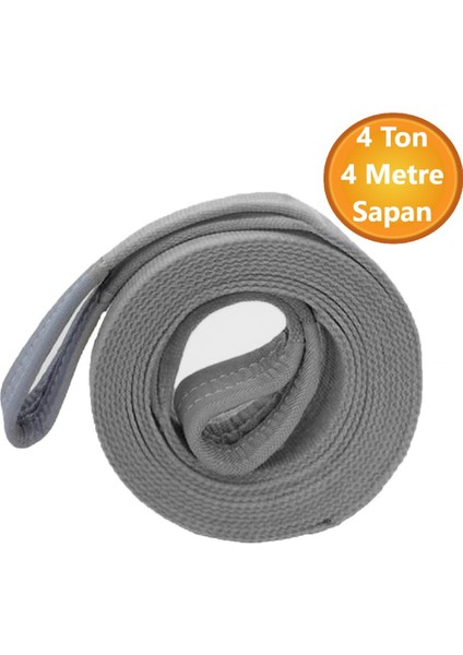 Vinç Sapan Polyester Spanzet 4 Ton 4 Metre Gri Sağlam Yük Kaldırma Taşıma Indirme Caraskal Halat