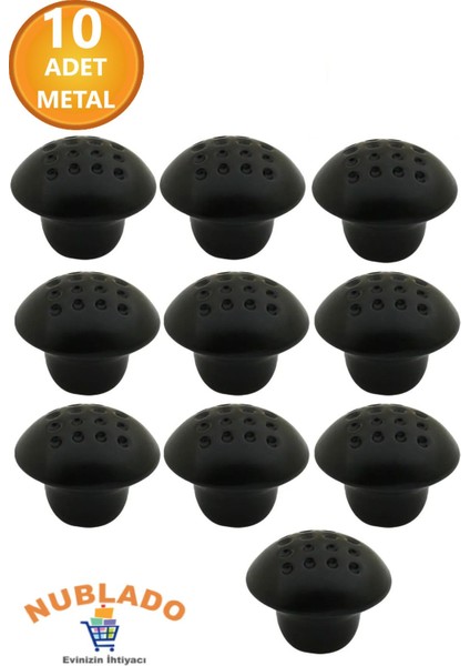 Mobilya Mutfak Çekmece Dolap Dolabı Kapak Kulbu Kulpu Kulpları Mat Siyah Mantar Düğme Metal 10 Adet