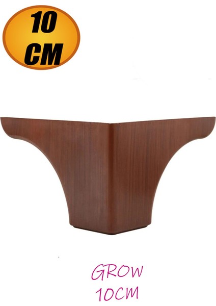 Grow Lüks Mobilya Kanepe Koltuk Baza Yükseltici Ayağı 10 cm Kahverengi Ahşap Desenli Ayakları