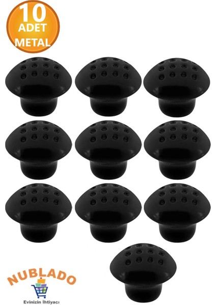 Mobilya Mutfak Çekmece Dolap Dolabı Kapak Kulbu Kulpu Kulpları Siyah Mantar Düğme Metal 10 Adet