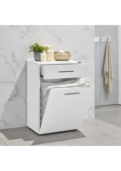 Diamond Çamaşır Sepetli ve Çekmeceli Çok Amaçlı Dolap - Lake Beyaz fiyatları