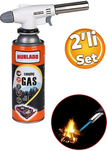 Çakmaklı Pürmüz 400ML Piknik Kamp Mangal Mutfak Ateş Tutuşturucu Yedek Kartuşu Kamp Gazı 2 Adet